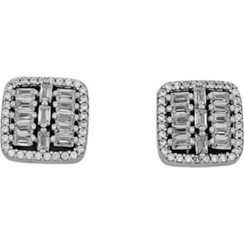 Earrings Silver 925 square rhodium plated cubic zirconia brand OSNOR