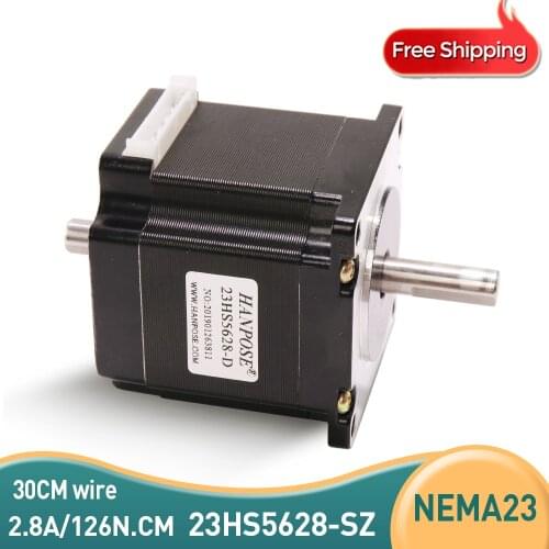 Free shipping NEMA23 Stepper motor double shaft 2.8A 126N.cm duoble shaft D=8mm 57x56mm 57 motor for mini cnc 3D printer