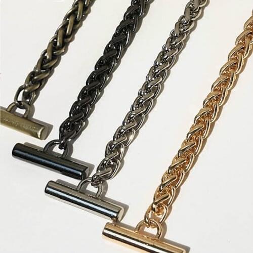 DIY 6mm Gold, Silver, Gun Black, Plating Bronze Metal Replacement Chains Shoulder Straps for Small Bag Handle with OT Clasps