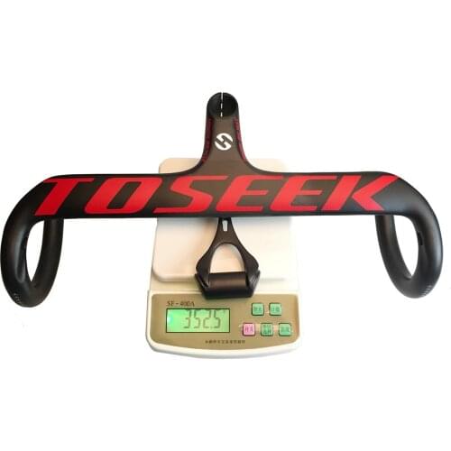 TOSEEK Carbon Road Handlebar Bicycle Integrated Carbon Handlebar with Computer Holder 28.6mm stem 400/420/440 x 90/100/110/120mm