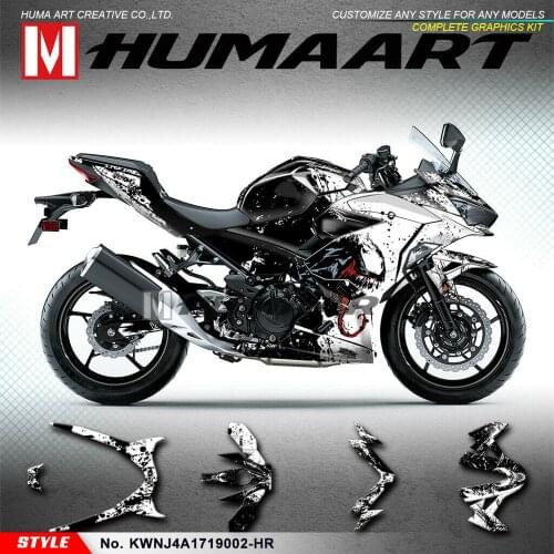 HUMAART Full Graphics Vinyl Wrap Kit Custom Sticker for Ninja 400 ABS 2017 2018 2019 2020 2021/ Ninja 250 2019 2020, VENOM Black