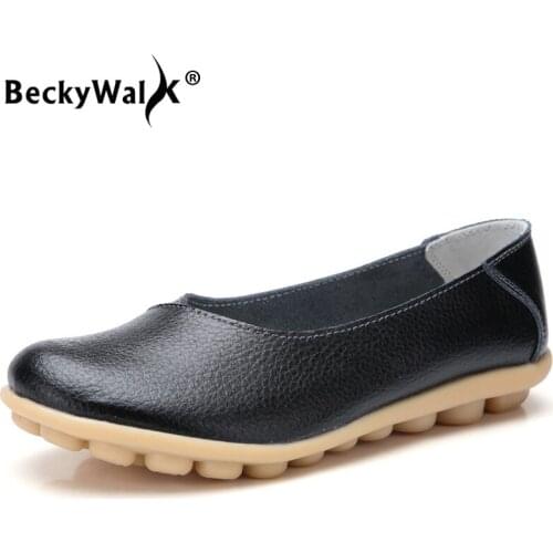 Women Flats Solid Color Genuine Leather Flat Shoes Woman Loafers Oxford Shoes For Women Moccasins Shoes Plus Size 35-44 WSH3576