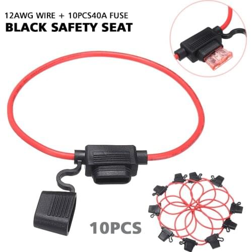 10pcs Auto Car Blade Inline Types Fuse Waterproof Holder 12V 32V 12 AWG Wire Cutoff Switch Socket For Boats Trucks Accessories