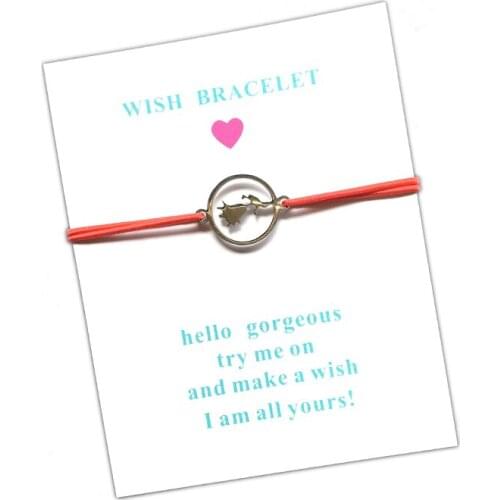 10pcs/lot Wish Card Bracelet Rose Flower Stainless Steel Charm Adjustable Cord Lucky Bracelet For Men Women