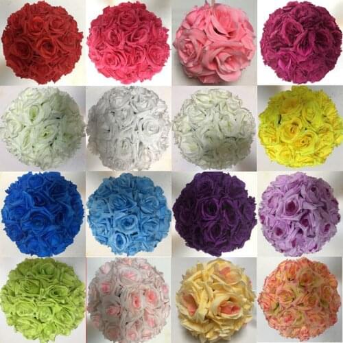16" 40CM Upscale Wedding Kissing Balls Artificial Encryption Rose Decorative Flower Ball for Wedding Festival Celebration Decora