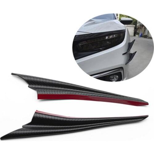 2Pcs Airfoil Air Knife Front Bumper Universal Splitter Spoiler Scratch Protector Car Carbon Fiber Deflector Auto Exterior Parts