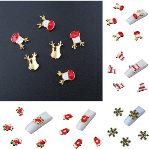 20pcs Colorful Nail Art Tips 3D Christmas Alloy Jewelry DIY Decorations