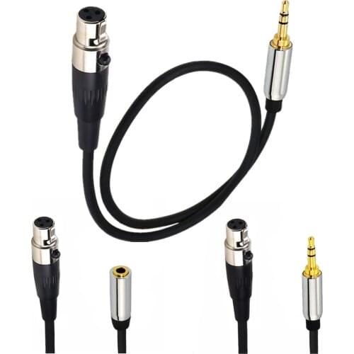 3.5mm Stereo Audio Plug to Mini XLR Female Cable, 1/8" TRS Plug to 3-pin Mini XLR Female Headphones Audio Cable