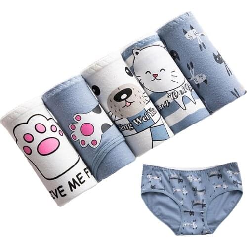 5Pcs/lot Underwear Womens Panties Print Cotton Briefs Animal Calcinhas Girls Panty Cute Intimates Lingerie Underwear For Women