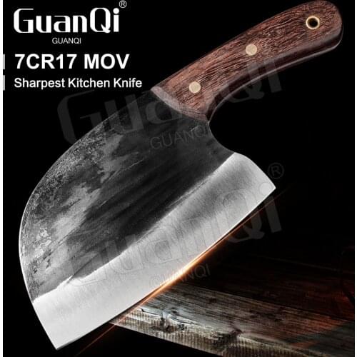 6 Inch High Carbon 7Cr17Mov Steel Cleaver Kitchen Knife Full Tang Handmade Forged Cleaver Filleting Slicing Broad Butcher Knifes