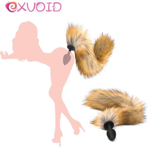 EXVOID Fox Tail Sexy Butt Plug Prostate Massager Sex Toy for Women Flirting Anal Plug Role Play Silicone Masquerade Sex Shop