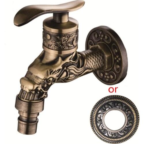 Antique Bronze Bathroom Sink Faucet Dragon Washing Machine Tap Wall Mounted Tap NEW