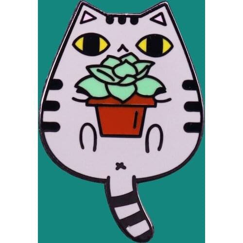 Cute Cat Lapel Enamel Pins Brooch Collecting Plant Metal Badges Men Women Backpack Hat Collar Fashion Jewelry Gifts Adorn
