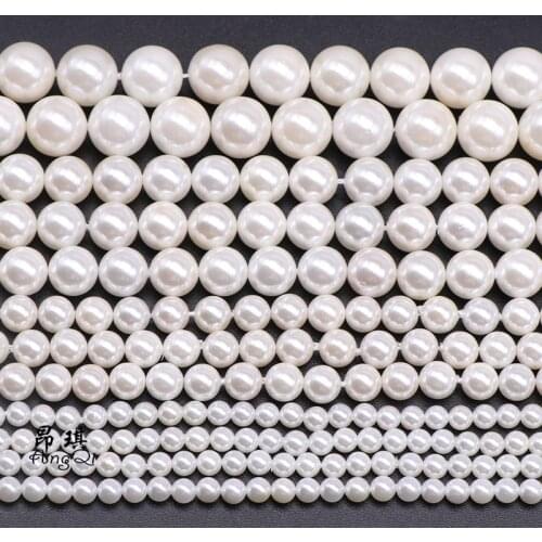 Natural White Shell Pearl Round Loose Beads 14mm Pearl Beads For Jewelry Making DIY Charm Bracelet Necklaces Needlework 15