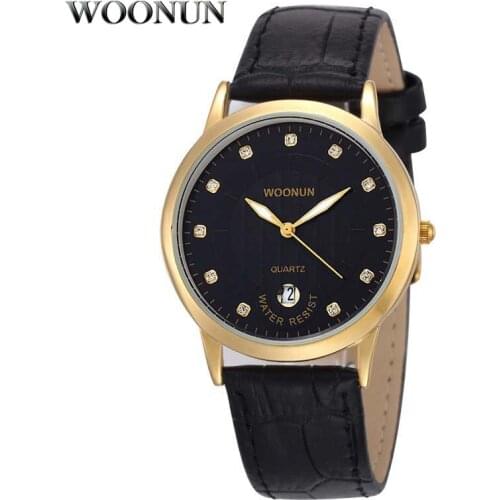 Cheap Price Luxury Gold Watches Men Diamond Watches Leather Strap Date Quartz Watches Dropship Relogio Masculino mannen horloge