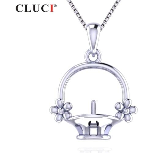 CLUCI Silver 925 Women Sterling Pendant Necklace Jewelry Clasic Flower basket Love Pendant Female SP358SB-1