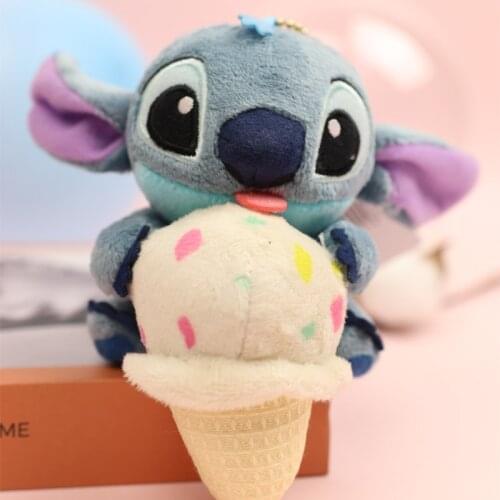 Lilo And Stitch Plush Dolls 10cm Disney Toy Cute Keychain Plush On Backpack Stuffed Animals Gift To Girlfriend Women Bag Pendant