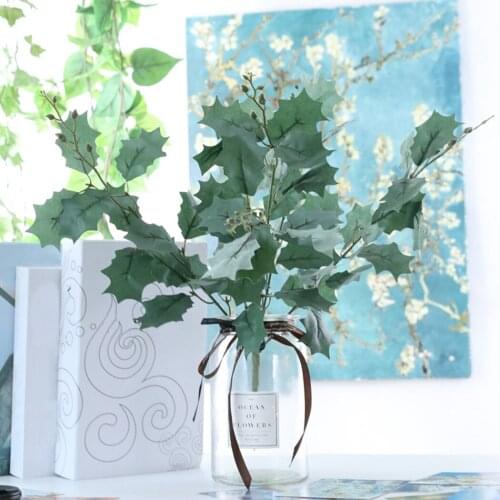 Artificial Leaf Stem Lifelike DIY 5-Branch Fake Leaf Fake Plant For Christmas Silk Artificial Branch Home Table Decor Wedding