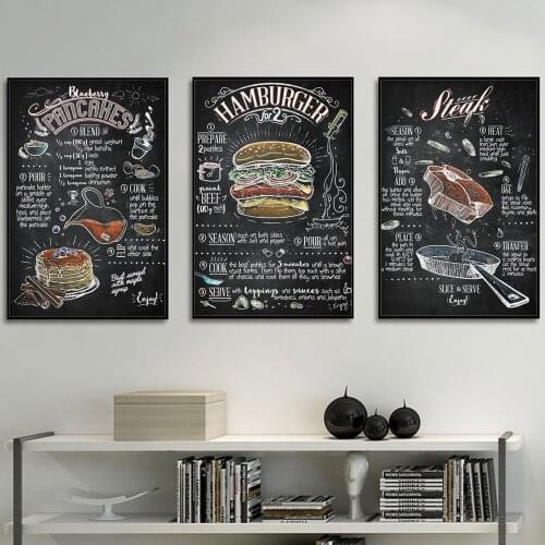 Western Restaurant Bar Canvas Painting Fashion Style Burger Letter Hot Dog Kitchen Internet Cafe Cafe Posters Wall Art Pictures