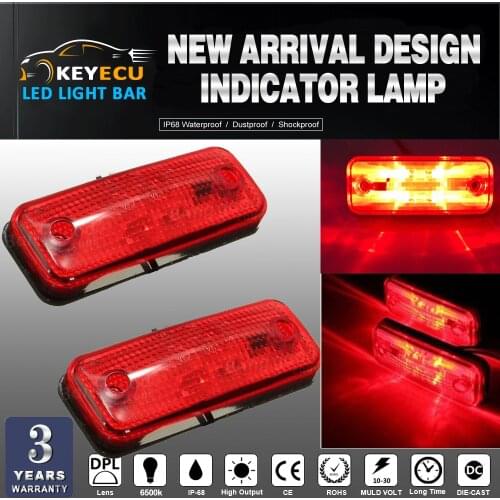 KEYECU PAIR of 4Led red Side Marker Light Indicator Lamp for Truck Trailer Lorry Caravan Fits for all vehicles10~30V DC System