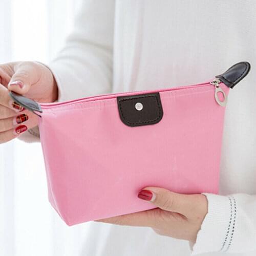2019 New Waterproof Cosmetic Bags Women Solid Color Makeup Bag Casual Pencil Case Toiletry Storage Bag