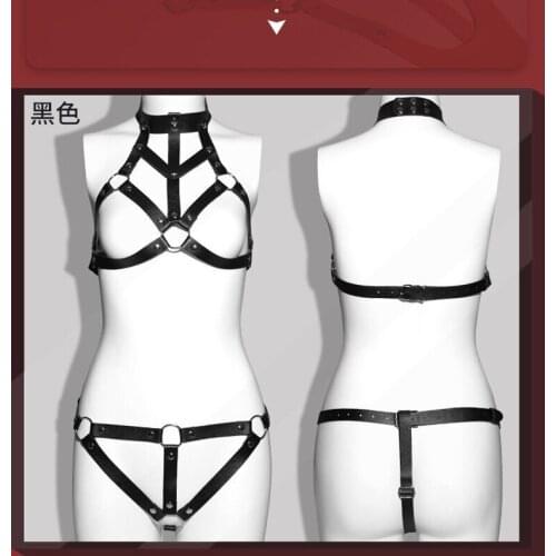 Leather Porno Lingerie Fetish Leg Harness Garter Belt Goth Bowknot Harness Exotic Plus Size Sex Lingerie Women Erotic Sexy Dress