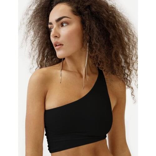 Women Lady Female One Shoulder Crop Tops Sleeveless Backless T-Shirt Tank Tops Summer Beach Vest Bare Summer Fashion Clothes