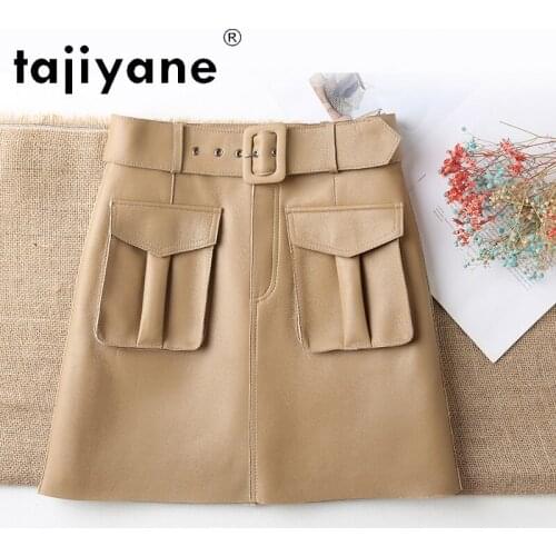 Summer Skirt Mini Real Sheepskin Woman Skirts Genuine Leather Pencil Skirt Korean Style Short Skirts Faldas TN2199