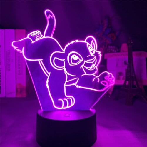 Disney The Lion King Simba Set Decorative LED Night Light for Children Bedroom Decoration LED 3D Illusion Lamp Desk Light Gifts