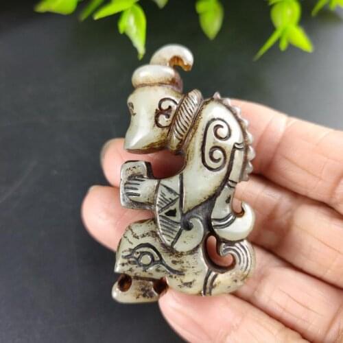 Natural Jade, Antique, Han Dynasty Carving, Noble, Old Man, Jade Pendant, Amulet, Mascot, Collection, Jewelry, Decoration, Gift