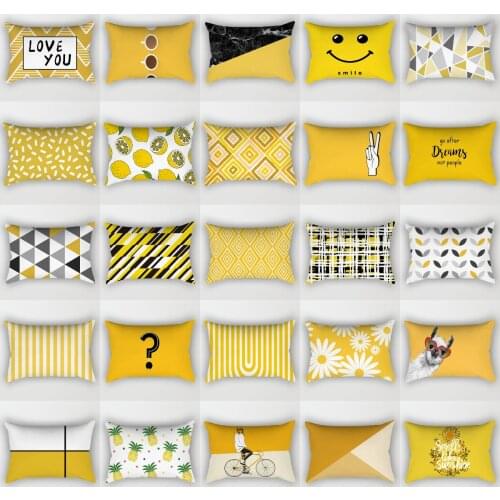 2020 NEW Lemon Yellow Waist Pillow Case 30X50CM Cushions Cover Modern Nordic Geometric Throw Pillows Sofa Couch Livingroom Decor