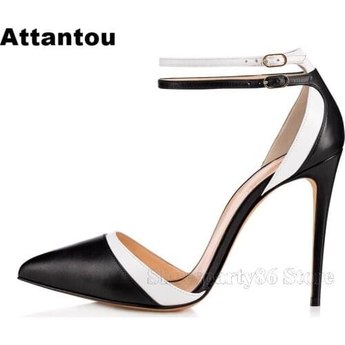 New Fashion Luxury Sheepskin Leather 2 Straps Ankle Wrap Sandal Shoes Women Pointed Toe High Heel Sandals