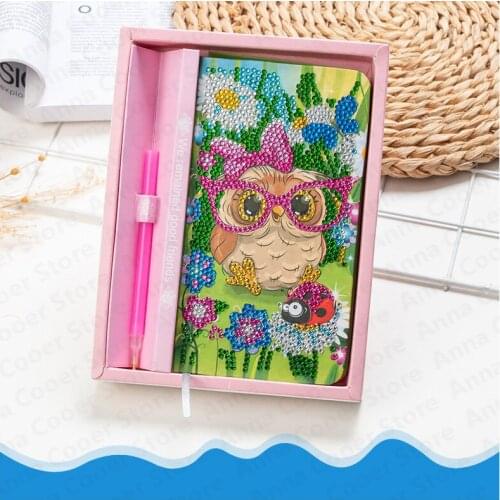 New Diamond Painting Notebook DIY Diamond Embroidery Cartoon Owl & Unicorn Cross Stitch Notebook Diary Book
