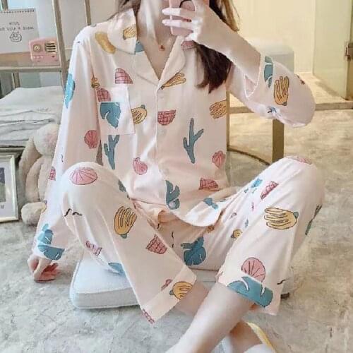 Cotton Pajamas for Women Long Sleeve Pajamas Set 2021 Casual Cute 2 Pieces Set Pijama Pjs Sets Sleepwear Lounge Wear Lingerie