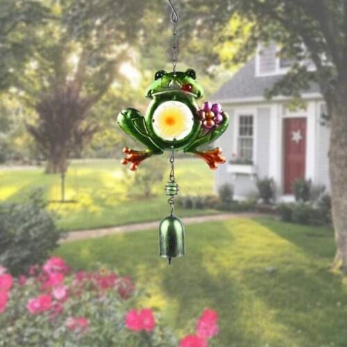 Hanging Wind Chimes Decorative Pendant Handpainted Glass Metal Windchimes with Bell For Housewarming Birthday Christmas Gift