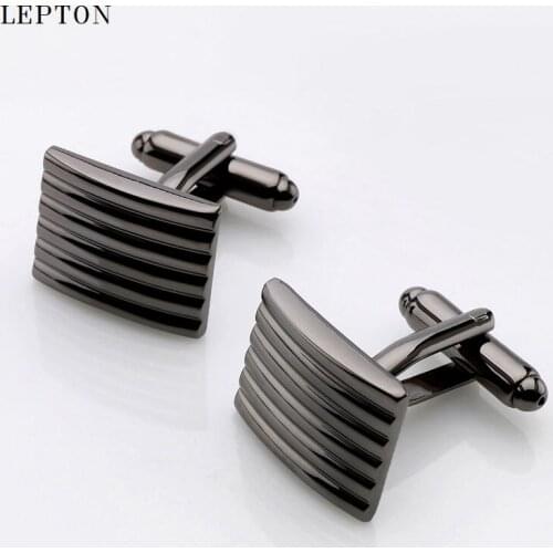2017 Sale Real Tie Clip Black Square Cufflinks For Mens Stainless Steel Cuff links Classic Wedding Business gemelos 3Pairs/Lot