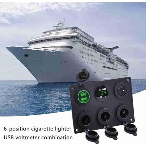 Dual USB Charger Socket Car RV And Yacht Modification Parts Panel Voltmeter Auto Combination Socket 12v Power 6-digit Switc