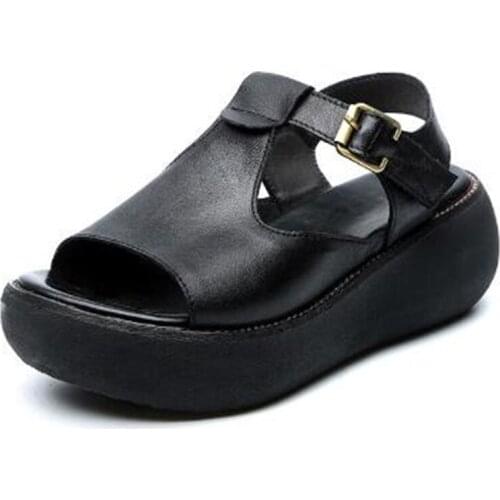 Most Trendy Summer Platform Wedges Sandals Women Shoes Fashion Sandals 2019 New Open Shoes Full Real Leather Shoe Casual Sandals