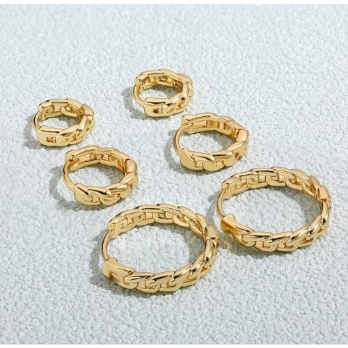 Simple Small Link Chain Huggie Earring Hoops for Women Gold Metal Chain Piercing Cartilage Earrings Vintage Female Jewelry