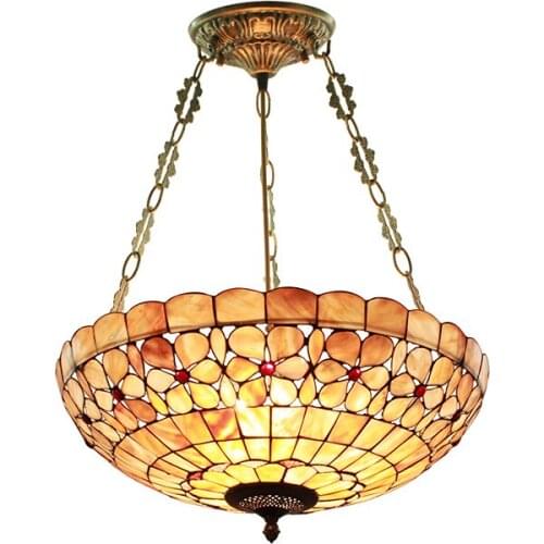 Mediterranean See Tiffany Pearl Flower Shell made Hand Knitted E27 20 inch Dia. 50CM Chain Pendant Light For Foyer Living Room