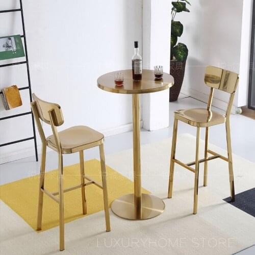Modern Fashion Popular Nordic Design High Quality Stainless Steel Luxury Chromed Rose Gold Color Counter Bar Stool Chair 1PC