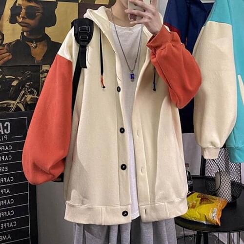 Oversized loose contrast color top coat womens cardigan sweater baseball uniform all-match plus size womens autumn clothes y2k