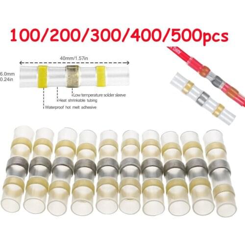 Heat Shrink Soldering Terminals AWG12-10 Insulated Butt Wire Connectors Waterproof Seal Tinned Copper Solder Terminal Sleeve