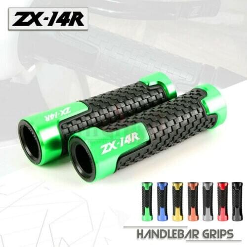 7/8"22mm Motorcycle Accessories Universal CNC Aluminum+Rubber Handle Grips for KAWASAKI Ninja ZX14R ZX-14R ZZR1400 GTR1400