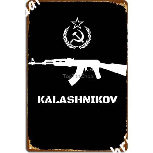 Vintage Soviet Kalashnikov Ak-47 Cccp Hammer Sickle Ussr Russia Metal Signs Bar Cave Designing Plates Tin sign Posters