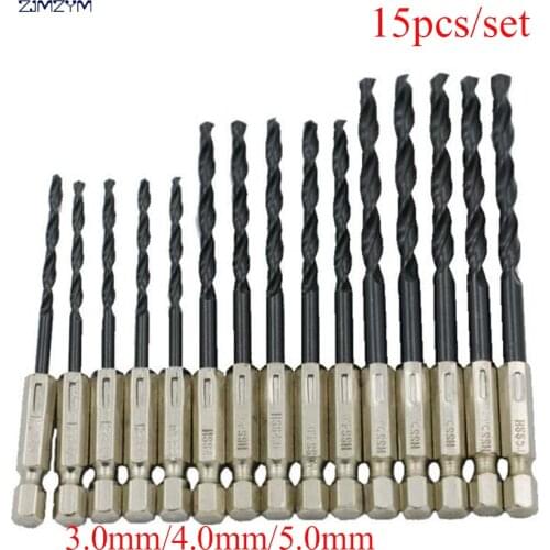 15pcs/set 3/4/5MM 1/4"Hexagonal handle High Speed Steel Nitriding Twist Drill bit for metal,wood,plastic drilling tool