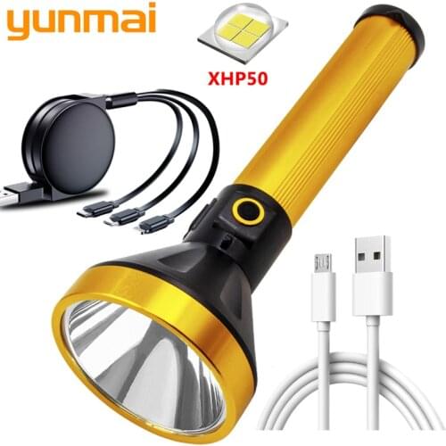 XHP50.2 longest lighting distance LED flashlamp aluminum reflective flashlamp mobile power rechargeable built-in 18650 battery