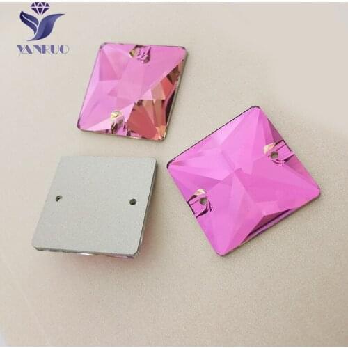 YANRUO 3240 Square Rose Flatback Rhinestones Sew On Stones Beads Wedding Dress Glass Rhinestone