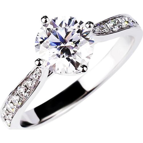 Single Row Diamond Real 925 Sterling Silver Ring for Women Luxurious Attractive Exquisite Engagement Wedding Lover Jewelry Gift