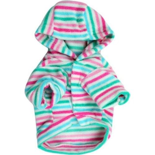 Winter Warm Classic Dog Clothes Striped Fleece Puppy Sweatshirt Hoodies For Small Medium Dogs Coat Jacket Pet Supplies